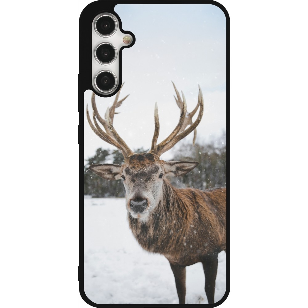 Samsung Galaxy A34 5G Case Hülle - Silikon schwarz Winter 25 Winter reindeer