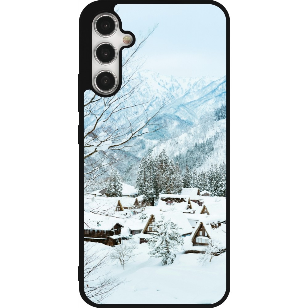 Samsung Galaxy A34 5G Case Hülle - Silikon schwarz Winter 25 Winter snowy landscape