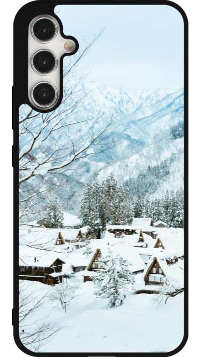 Samsung Galaxy A34 5G Case Hülle - Silikon schwarz Winter 25 Winter snowy landscape