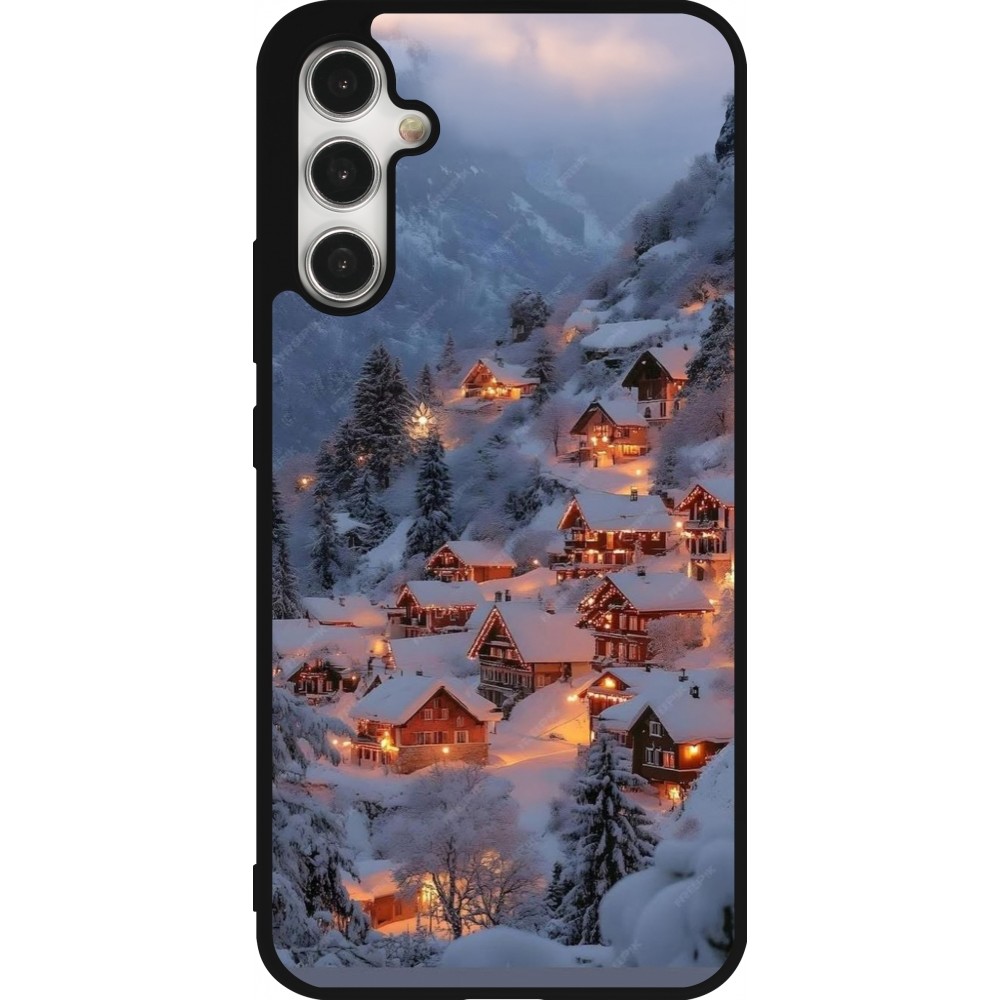 Samsung Galaxy A34 5G Case Hülle - Silikon schwarz Winter 25 Winter snowy village