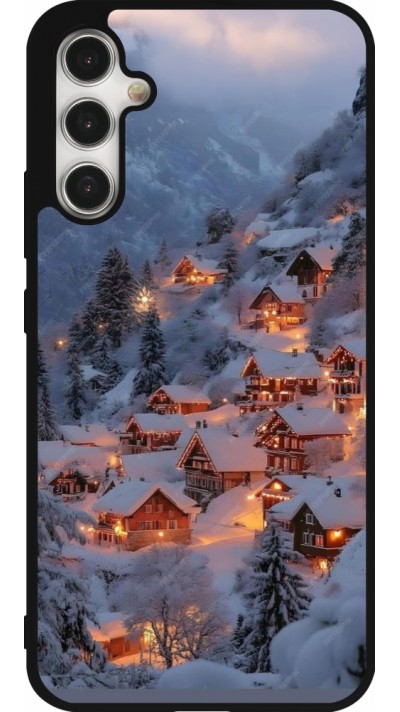Samsung Galaxy A34 5G Case Hülle - Silikon schwarz Winter 25 Winter snowy village