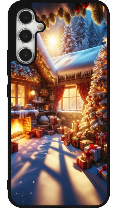 Coque Samsung Galaxy A34 5G - Silicone rigide noir Noël Chalet Féerie