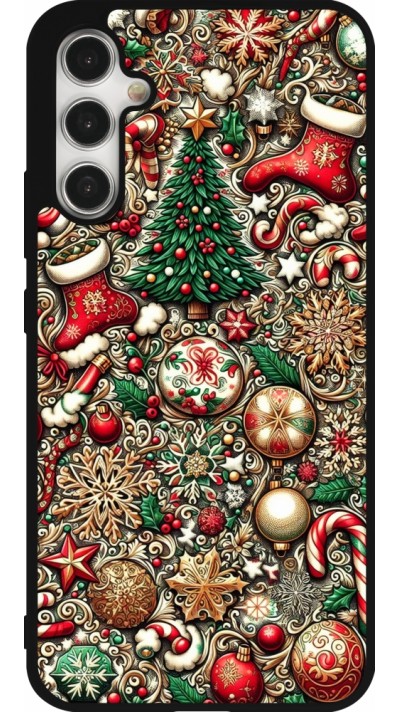Coque Samsung Galaxy A34 5G - Silicone rigide noir Noël 2023 micro pattern