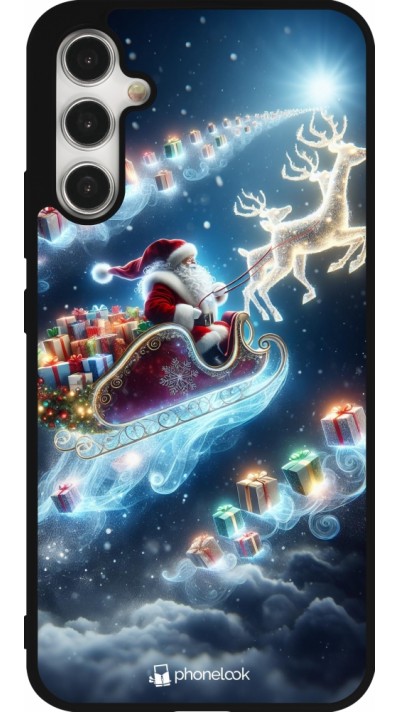 Coque Samsung Galaxy A34 5G - Silicone rigide noir Noël 2023 Père Noël enchanté