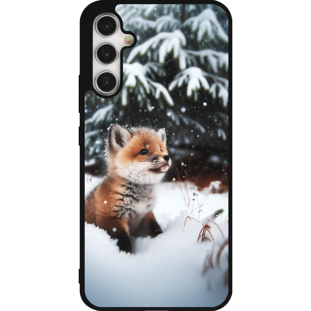 Coque Samsung Galaxy A34 5G - Silicone rigide noir Noël 2023 Renardeau sapin