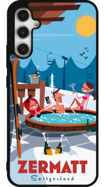 Samsung Galaxy A34 5G Case Hülle - Silikon schwarz Zermatt Mountain Jacuzzi