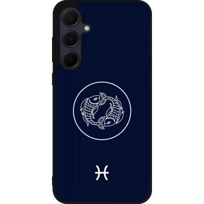 Coque Samsung Galaxy A35 5G - Silicone rigide noir Astrologie Poissons
