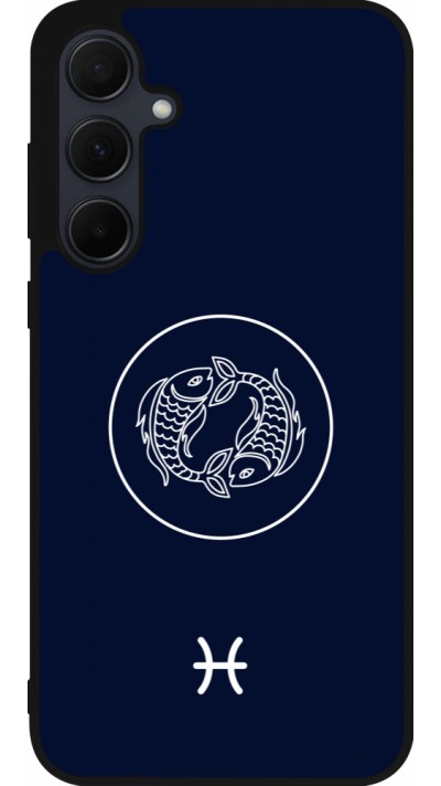 Coque Samsung Galaxy A35 5G - Silicone rigide noir Astrologie Poissons