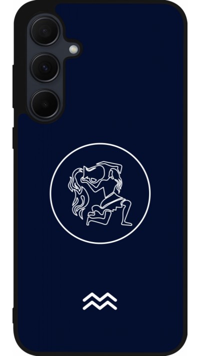 Coque Samsung Galaxy A35 5G - Silicone rigide noir Astrologie Verseau