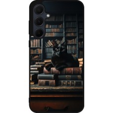 Samsung Galaxy A35 5G Case Hülle - Silikon schwarz Katze Bücher dunkel