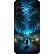 Samsung Galaxy A35 5G Case Hülle - Silikon schwarz Schwarze Katze Spaziergang