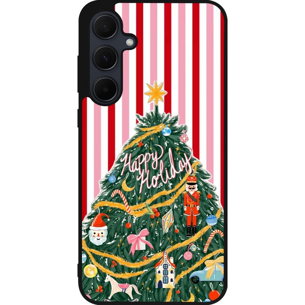 Coque Samsung Galaxy A35 5G - Silicone rigide noir Christmas 25 Happy Holiday
