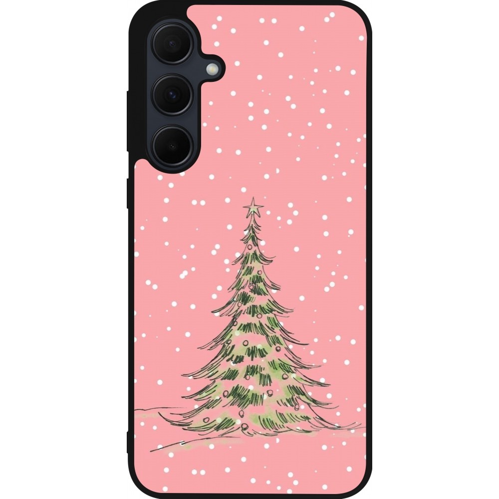 Coque Samsung Galaxy A35 5G - Silicone rigide noir Christmas 25 Pink Tree