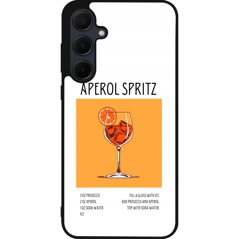 Coque Samsung Galaxy A35 5G - Silicone rigide noir Cocktail recette Aperol Spritz