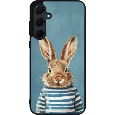 Coque Samsung Galaxy A35 5G - Silicone rigide noir Easter 2026 Rabbit navy