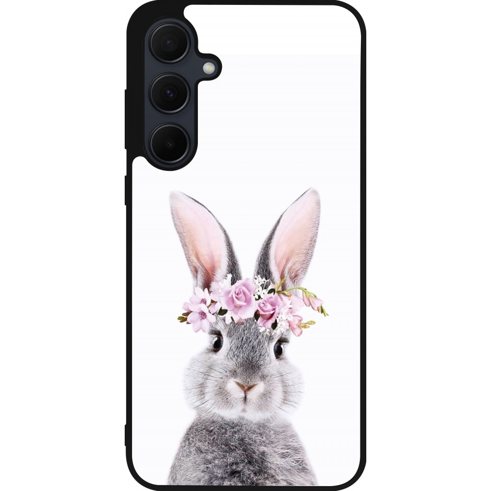 Samsung Galaxy A35 5G Case Hülle - Silikon schwarz Easter 2023 flower bunny