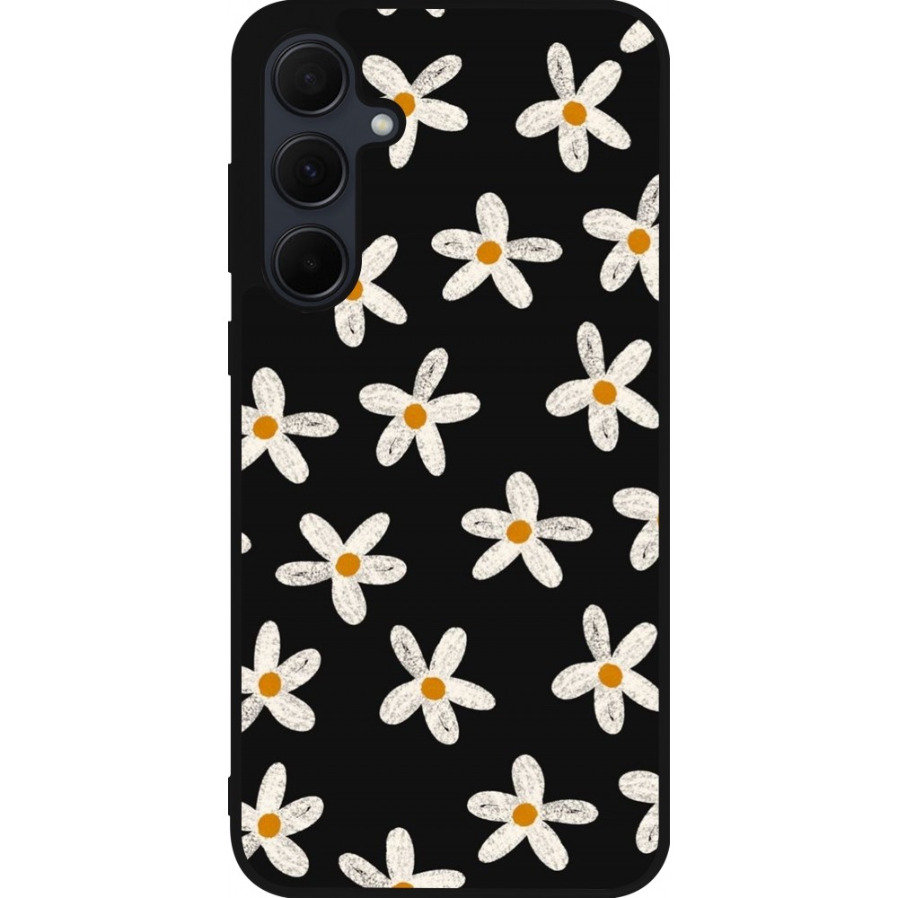 Samsung Galaxy A35 5G Case Hülle - Silikon schwarz Easter 2024 white on black flower