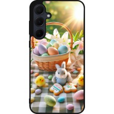 Coque Samsung Galaxy A35 5G - Silicone rigide noir Easter 2025 Panier Pâques