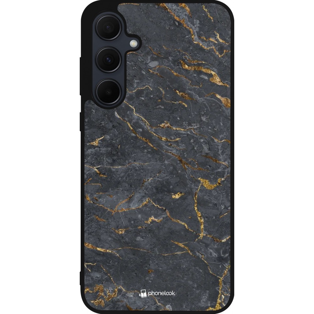 Samsung Galaxy A35 5G Case Hülle - Silikon schwarz Grey Gold Marble