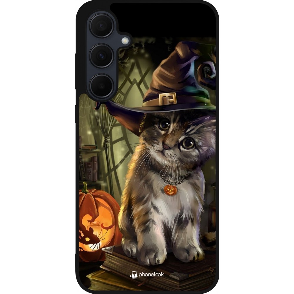 Coque Samsung Galaxy A35 5G - Silicone rigide noir Halloween 21 Witch cat