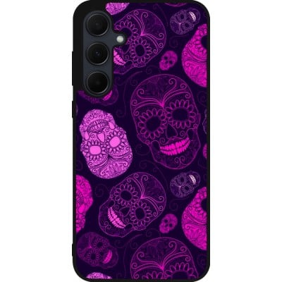 Coque Samsung Galaxy A35 5G - Silicone rigide noir Halloween 2023 pink skulls