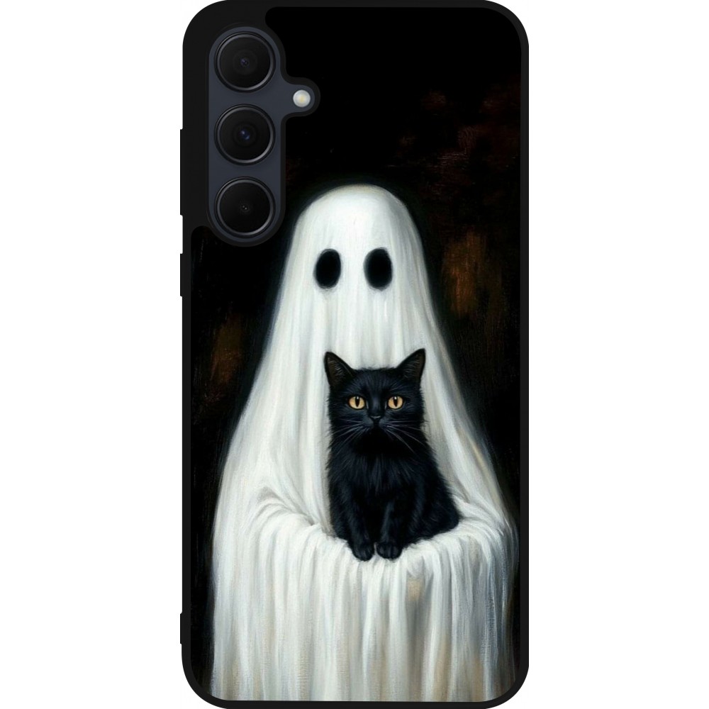 Samsung Galaxy A35 5G Case Hülle - Silikon schwarz Halloween 2025 Ghost with black cat
