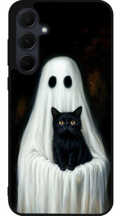 Samsung Galaxy A35 5G Case Hülle - Silikon schwarz Halloween 2025 Ghost with black cat