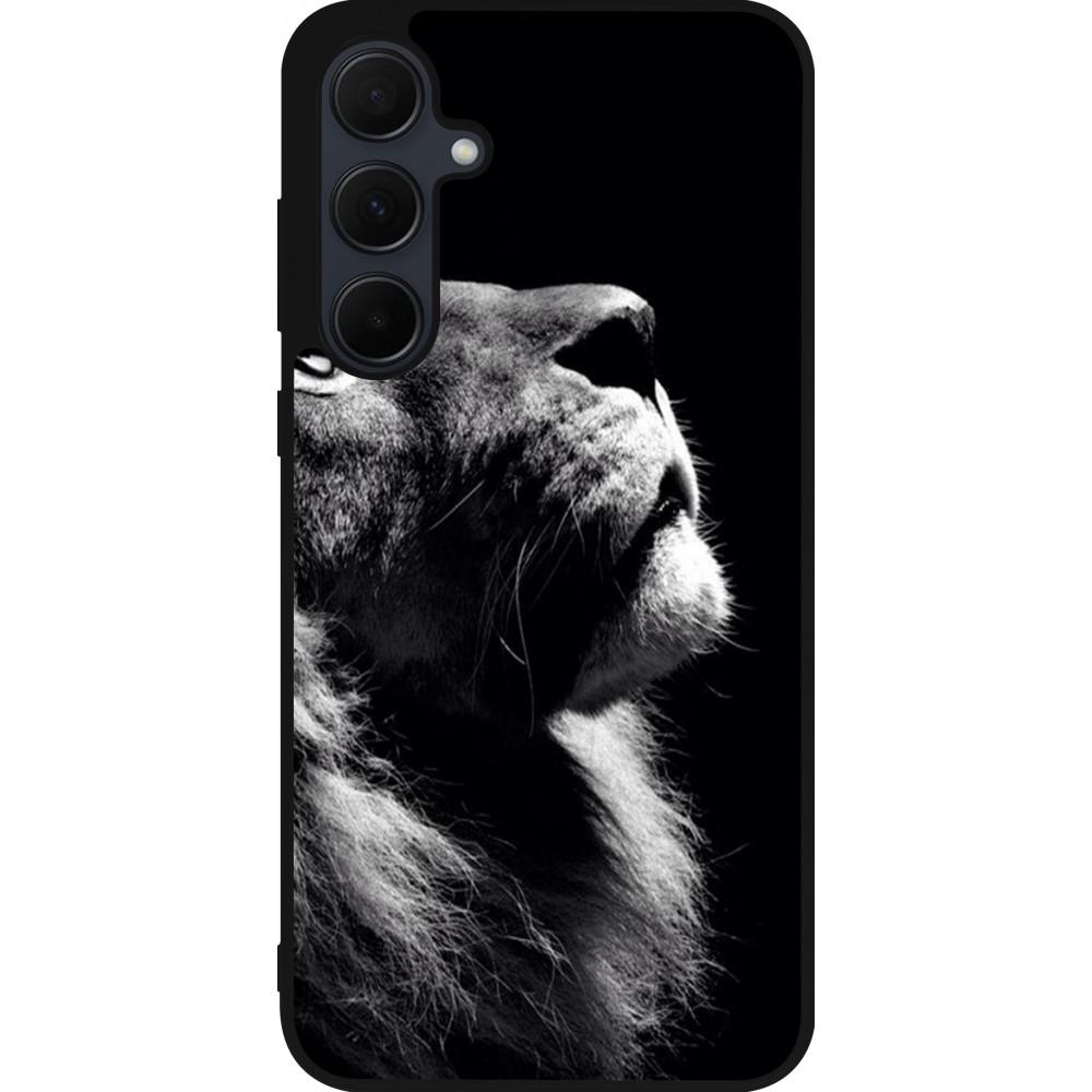 Samsung Galaxy A35 5G Case Hülle - Silikon schwarz Lion looking up