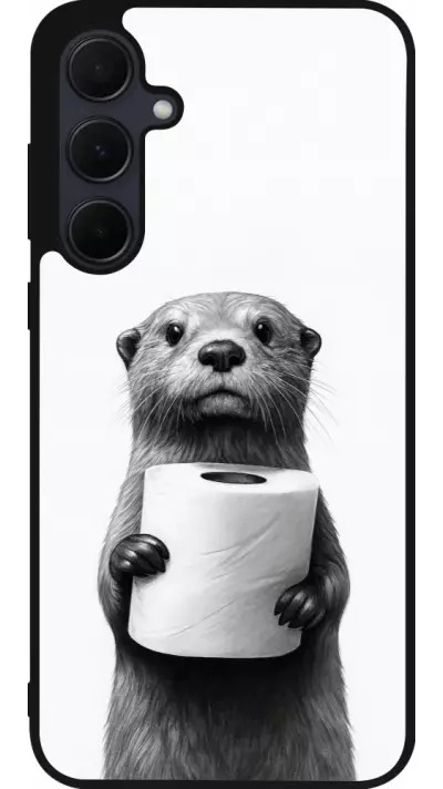 Coque Samsung Galaxy A35 5G - Silicone rigide noir Loutre papier de toilette