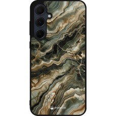Coque Samsung Galaxy A35 5G - Silicone rigide noir Marbre Olive