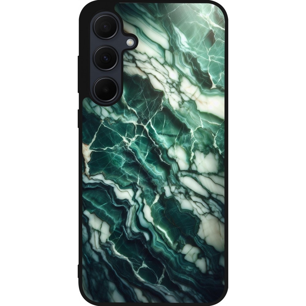 Samsung Galaxy A35 5G Case Hülle - Silikon schwarz Majestätischer grüner Marmor