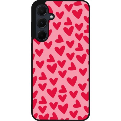 Coque Samsung Galaxy A35 5G - Silicone rigide noir Mom 2024 petits coeurs