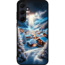 Coque Samsung Galaxy A35 5G - Silicone rigide noir Mont Neige Lumière