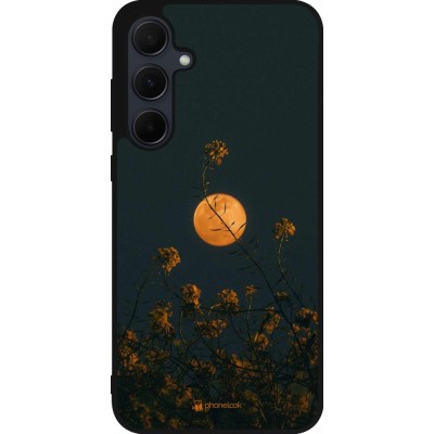 Coque Samsung Galaxy A35 5G - Silicone rigide noir Moon Flowers