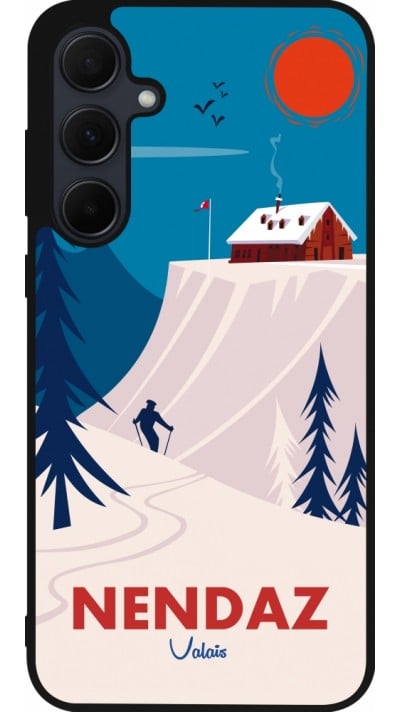 Coque Samsung Galaxy A35 5G - Silicone rigide noir Nendaz Cabane Ski