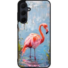 Coque Samsung Galaxy A35 5G - Silicone rigide noir Paint Flamingo