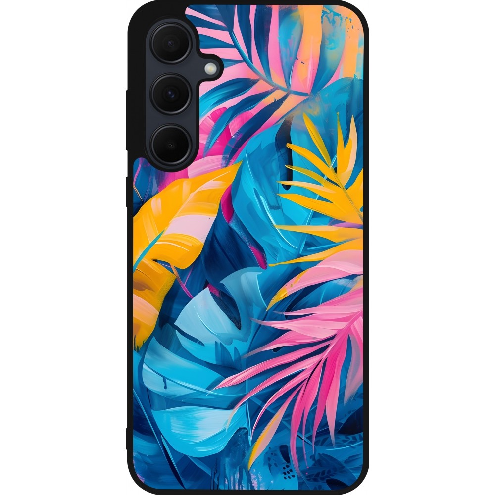 Coque Samsung Galaxy A35 5G - Silicone rigide noir Palms Blue