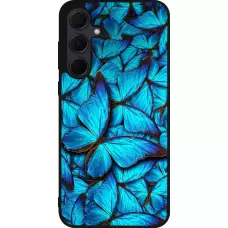 Coque Samsung Galaxy A35 5G - Silicone rigide noir Papillon bleu