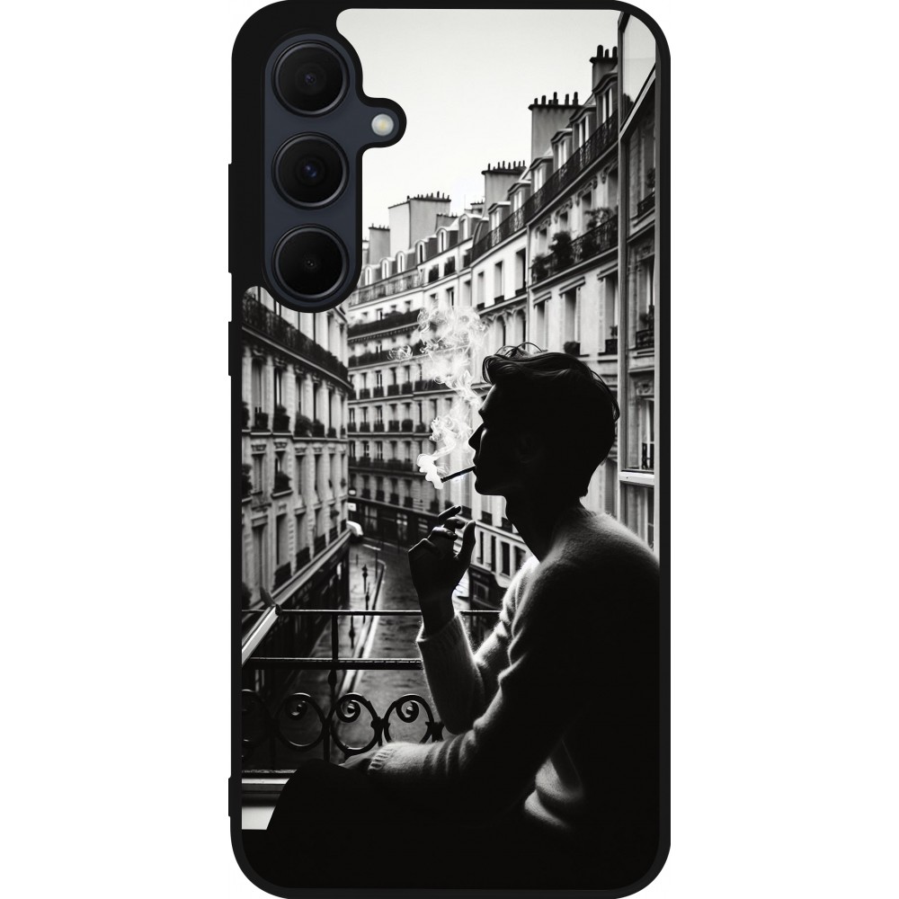 Coque Samsung Galaxy A35 5G - Silicone rigide noir Parisian Smoker