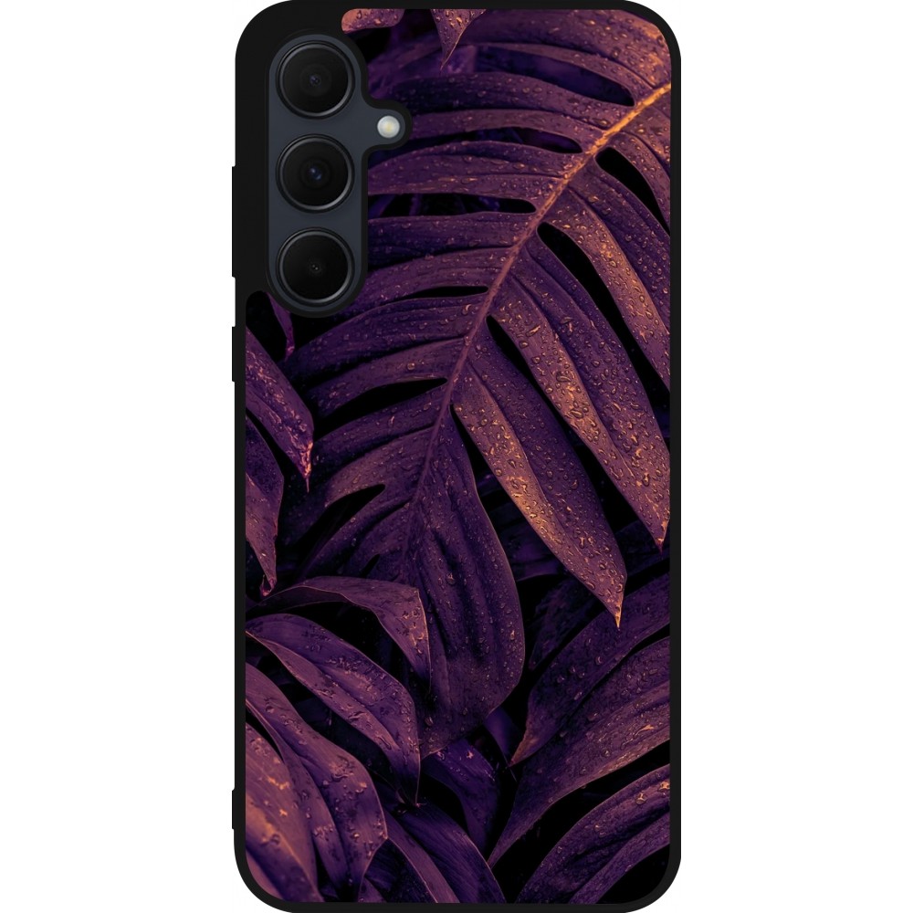 Coque Samsung Galaxy A35 5G - Silicone rigide noir Purple Light Leaves