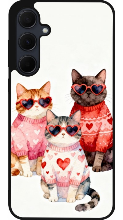 Coque Samsung Galaxy A35 5G - Silicone rigide noir Saint Valentines Day 26 Cat Love