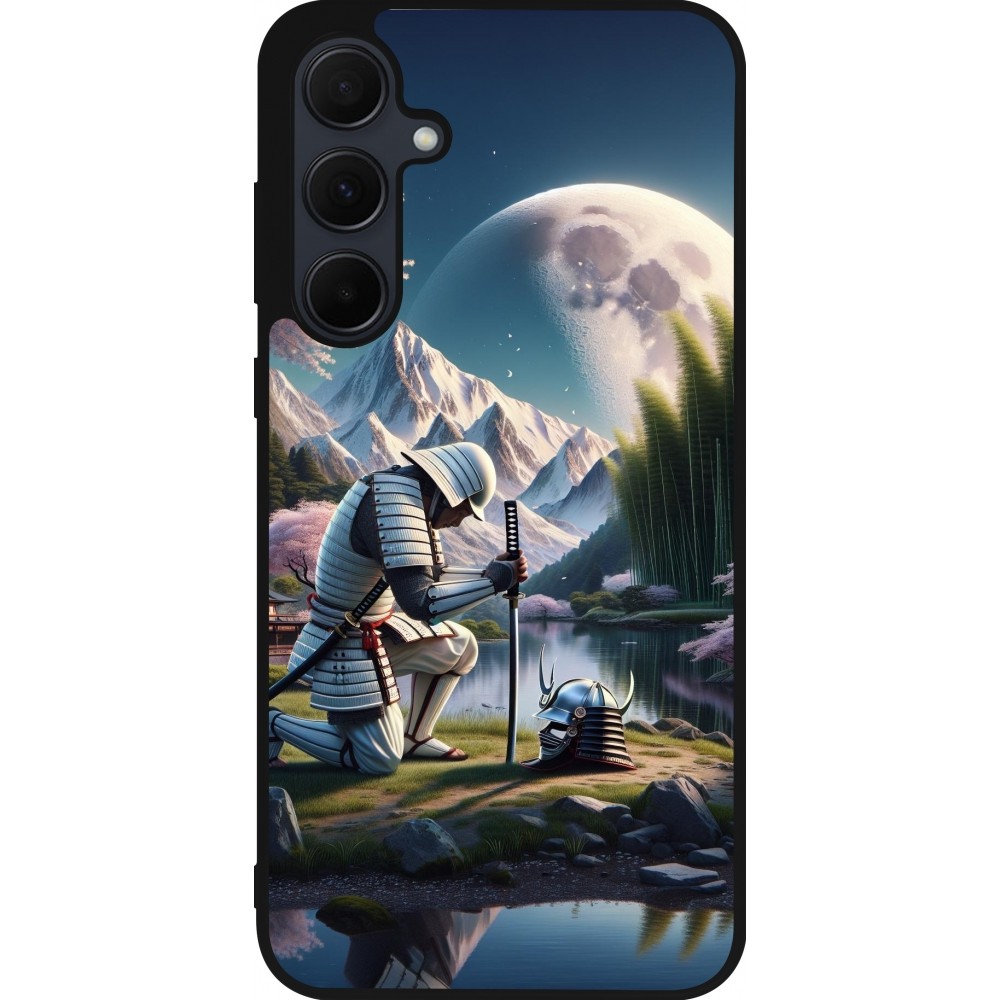 Coque Samsung Galaxy A35 5G - Silicone rigide noir Samurai Katana Lune