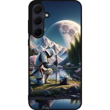 Coque Samsung Galaxy A35 5G - Silicone rigide noir Samurai Katana Lune