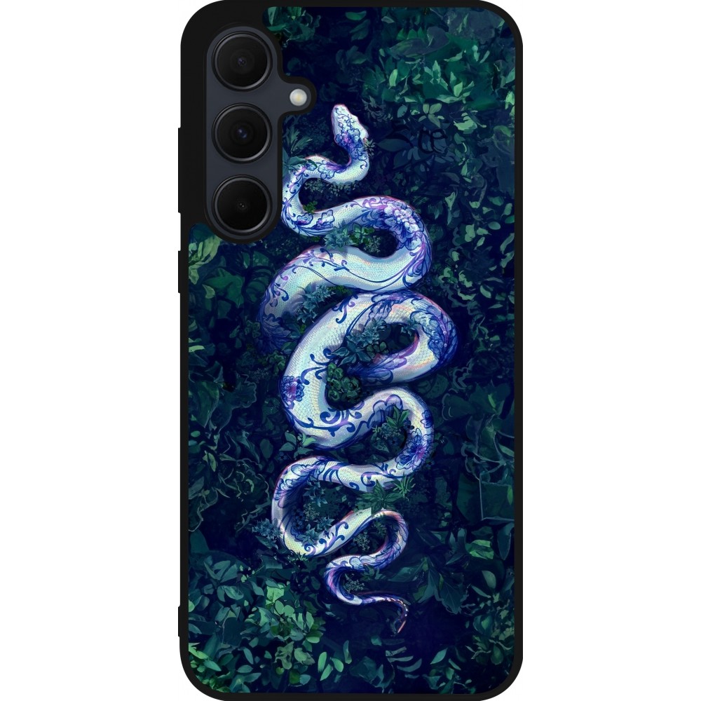 Samsung Galaxy A35 5G Case Hülle - Silikon schwarz Snake Blue Anaconda
