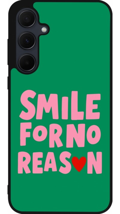 Coque Samsung Galaxy A35 5G - Silicone rigide noir Smile for no reason 2026