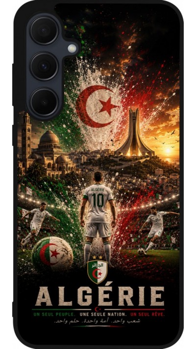 Coque Samsung Galaxy A35 5G - Silicone rigide noir Football Algérie splash 2026