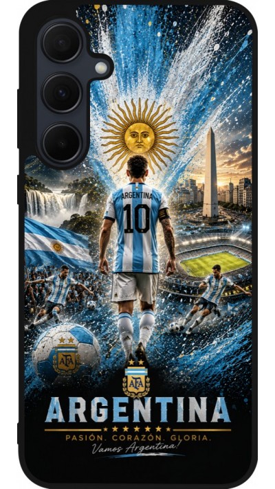 Coque Samsung Galaxy A35 5G - Silicone rigide noir Football Argentine splash 2026