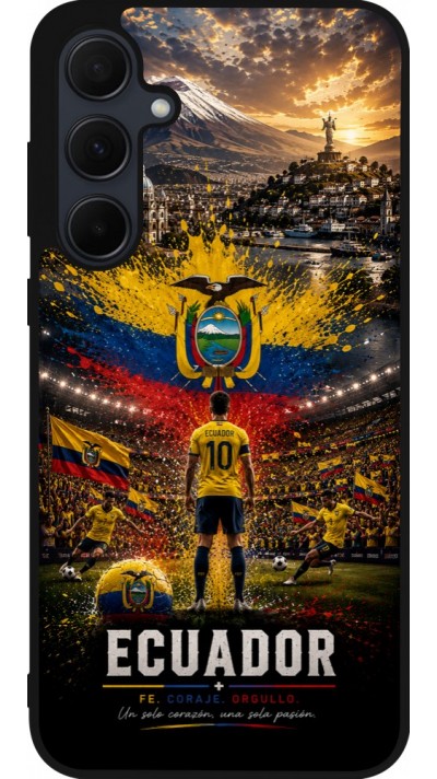Coque Samsung Galaxy A35 5G - Silicone rigide noir Football Équateur splash 2026