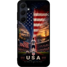 Coque Samsung Galaxy A35 5G - Silicone rigide noir Football États-Unis splash 2026