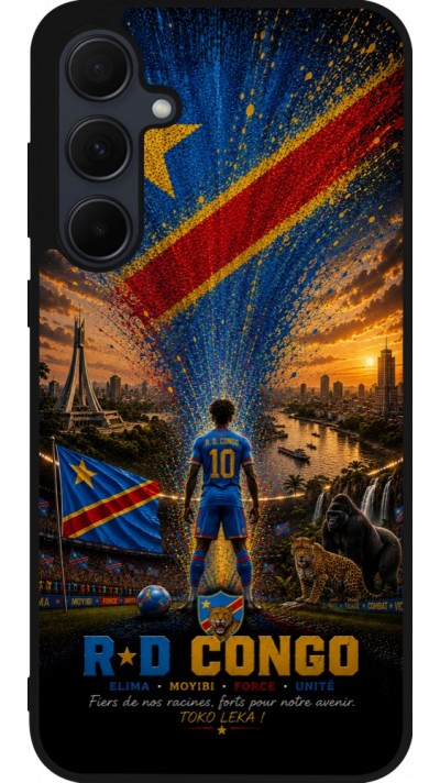 Coque Samsung Galaxy A35 5G - Silicone rigide noir Football République démocratique du Congo splash 2026